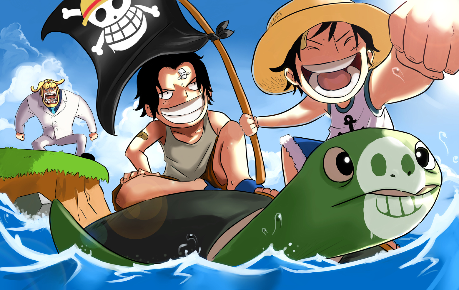 One Piece Luffy Ace and Garp