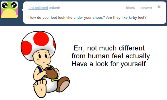Ask Toad - Feet by pocket-arsenal on DeviantArt