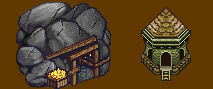 Golden mine and tower in warcraft 2 style