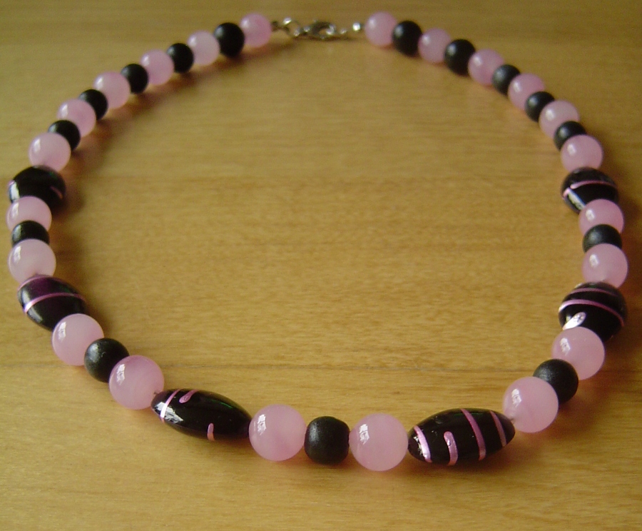 black and pink necklace