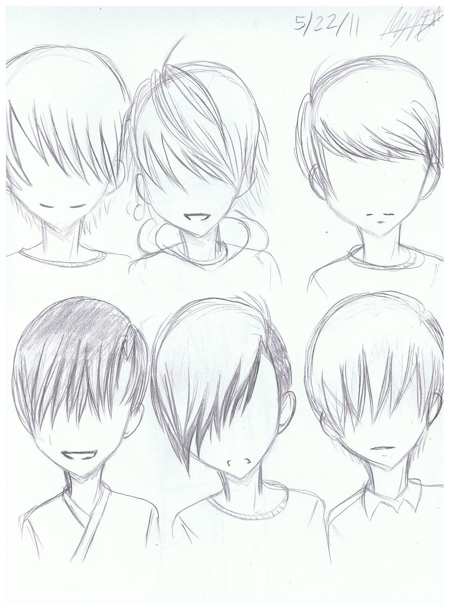 Anime Guy Hairstyle Sketches by pinkkittyayh on DeviantArt