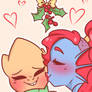 A kiss under the mistletoe