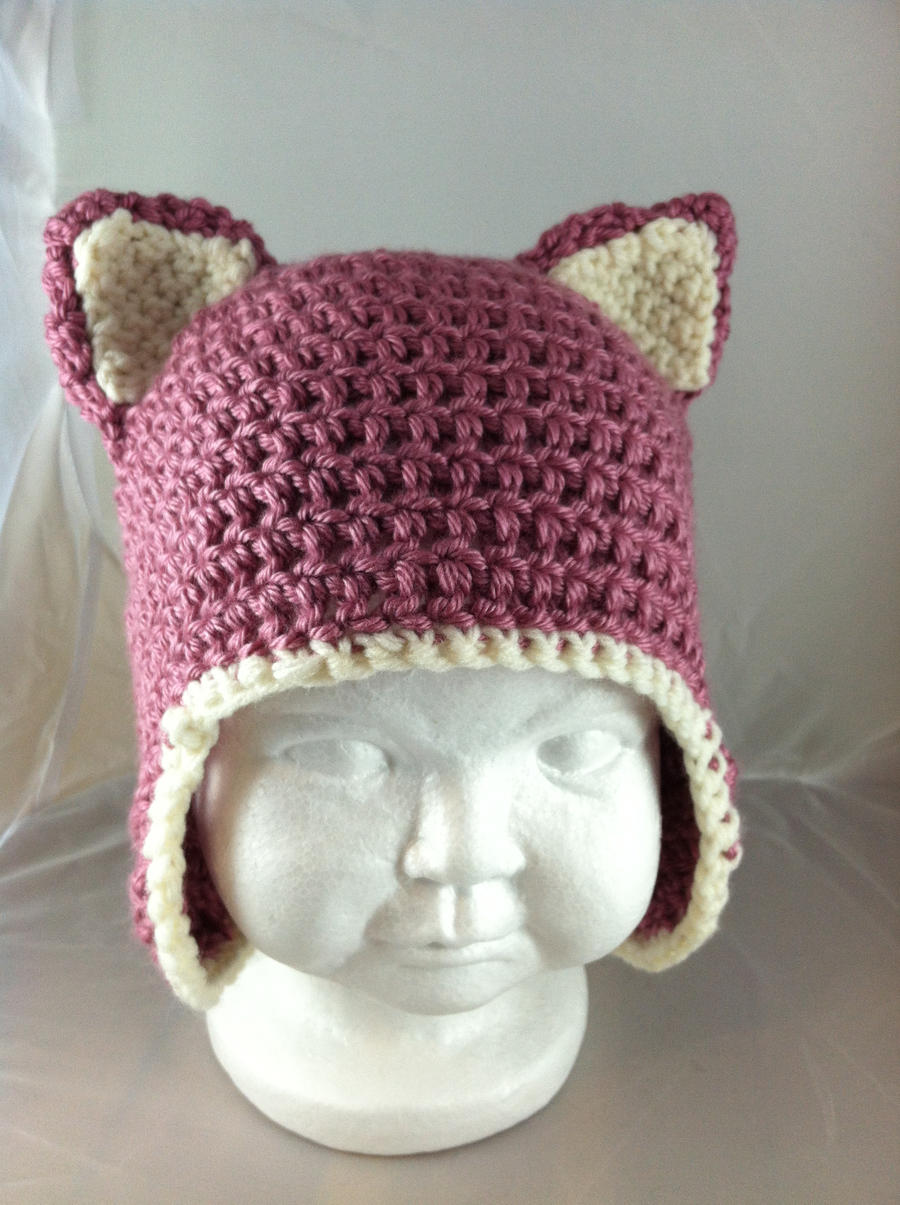 Crochet Baby Kitty Ears Hat - Berries and Cream