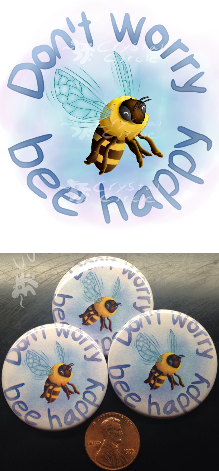 Bee Happy-art pin