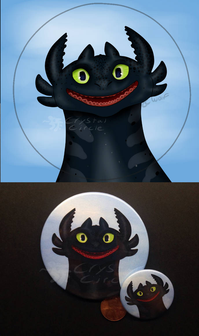 Smiling Toothless-pin back button by CrystalCircle on DeviantArt