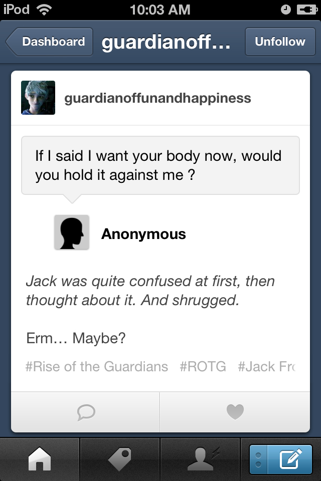 The question I asked Jack on Tumblr XD