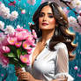 Salma-hayek-squeezing-a-bouquet-of-flowers-in-hand