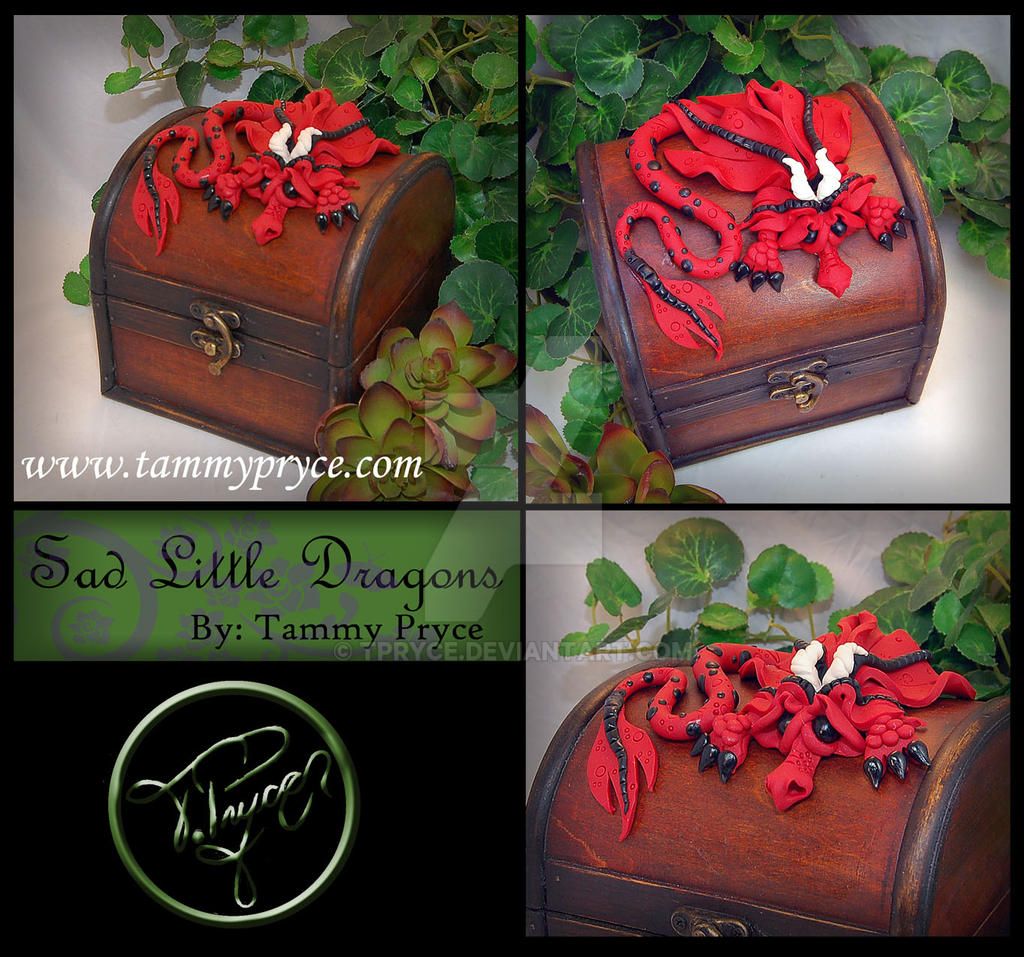 Red N Black Dragon on small Dome Chest