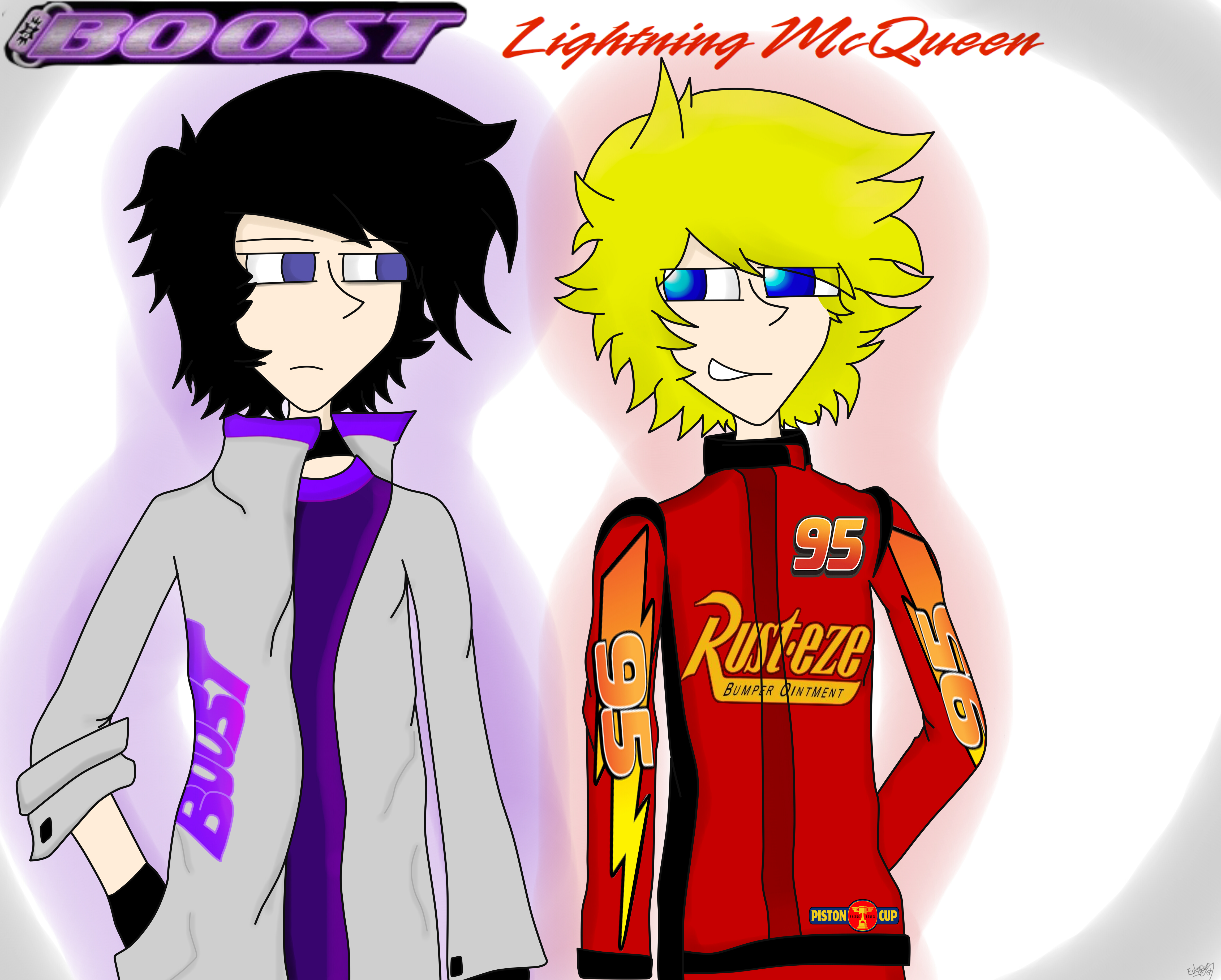 Boost and Lightning McQueen [Humanized]