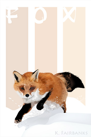 Winter Fox with Text Design by kfairbanks