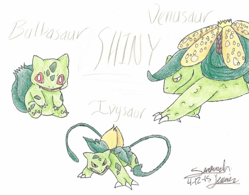 Shiny Bulbasaur Evolution Chain by Suicune245 on DeviantArt