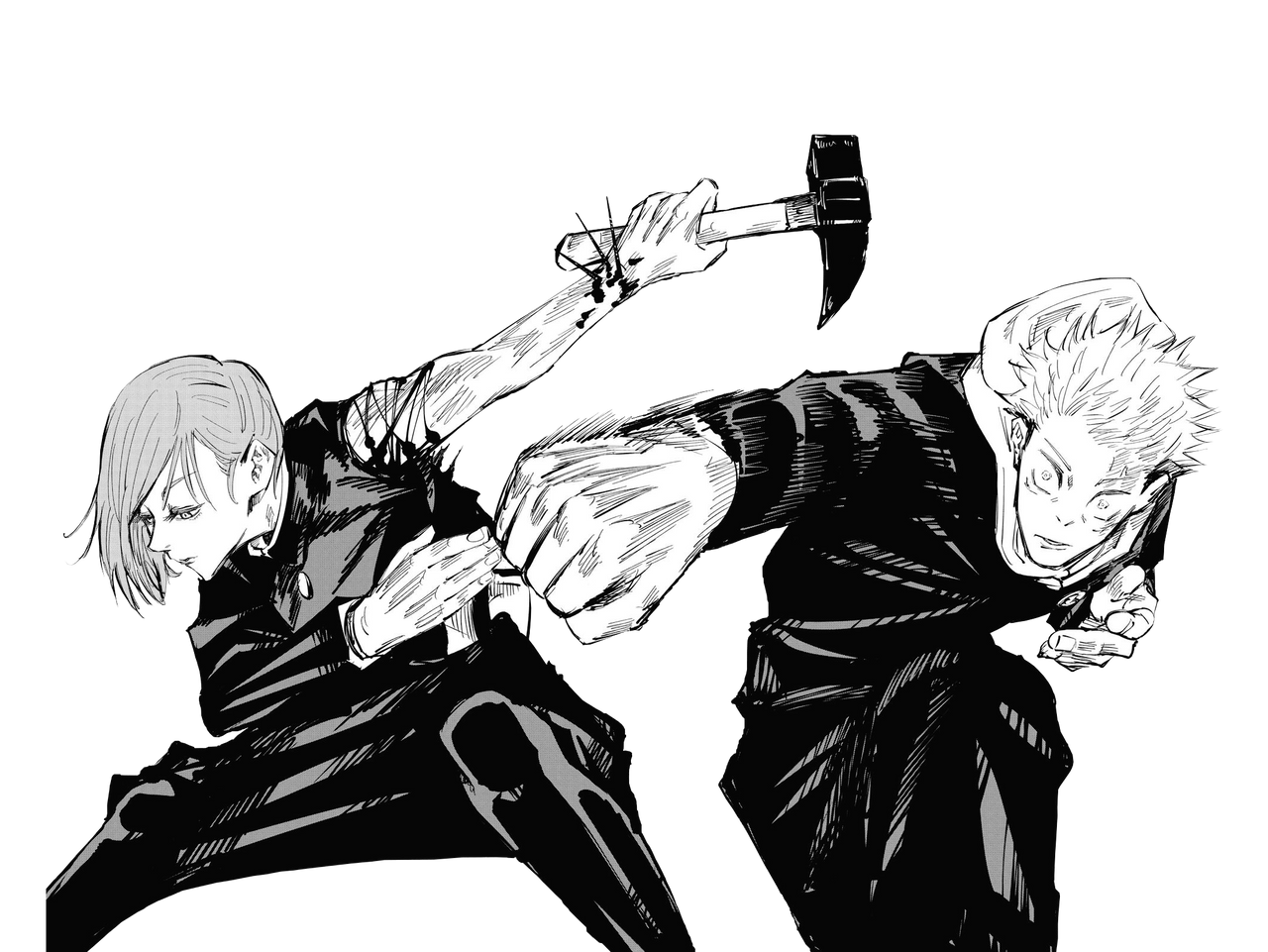 Jujutsu Kaisen Nobara + Yuji Black Flash Render by StormyDayze on