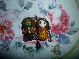 Belle and Rumpelstiltskin in polymer clay