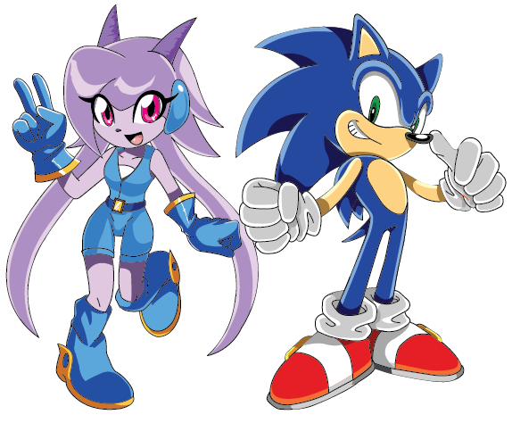 Sash Lilac and Sonic the Hedgehog.