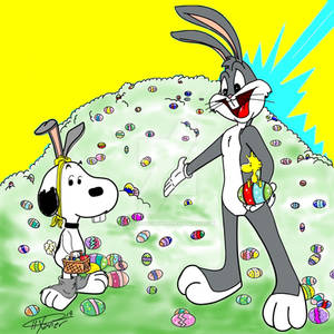 Snoopy bugs and woodstock  easter greetings