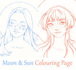 Moon  Sun Colouring Page by LualaDy