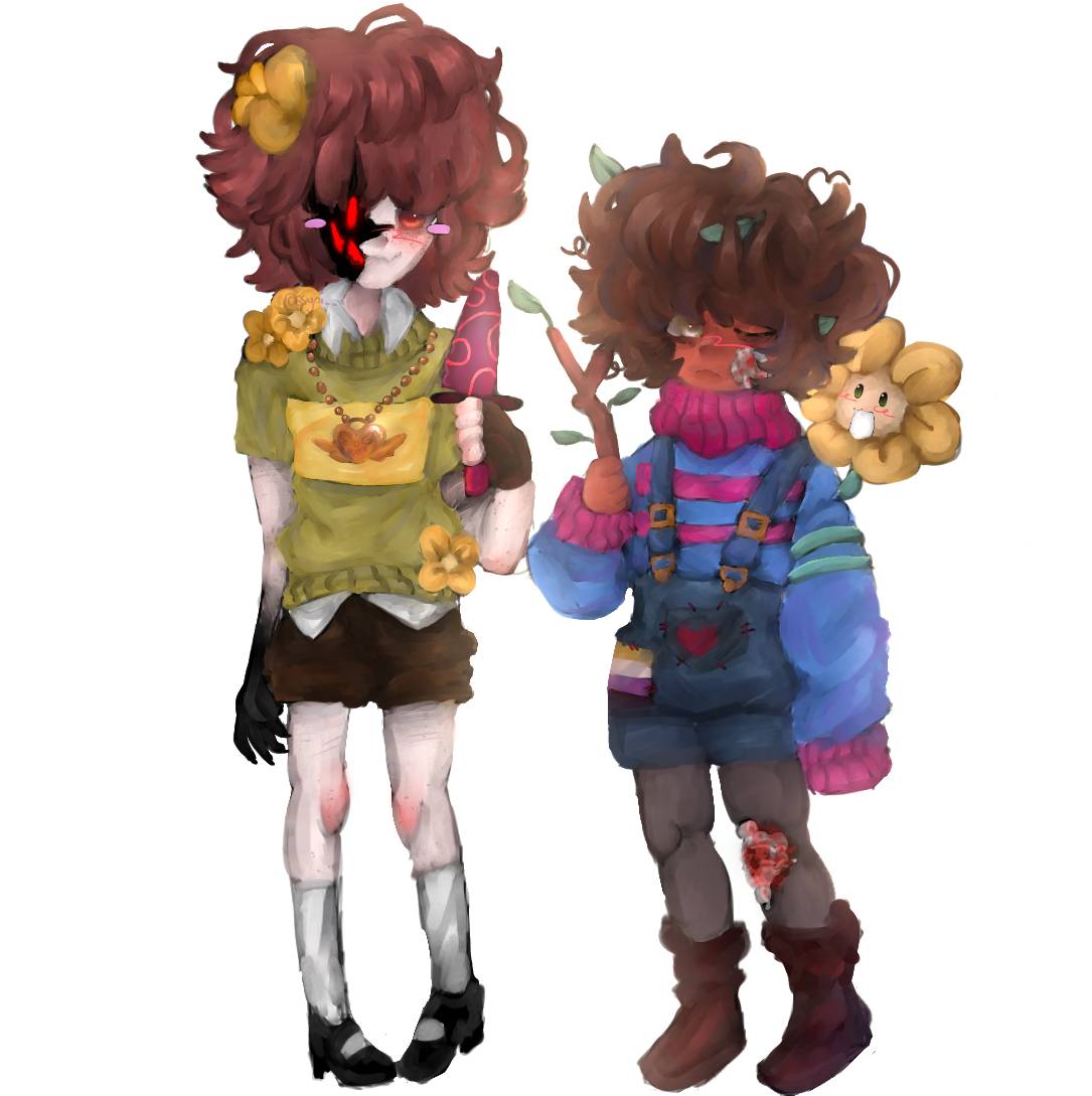Redesigns of my Old 2016 Undertale AU's designs of Chara and Frisk