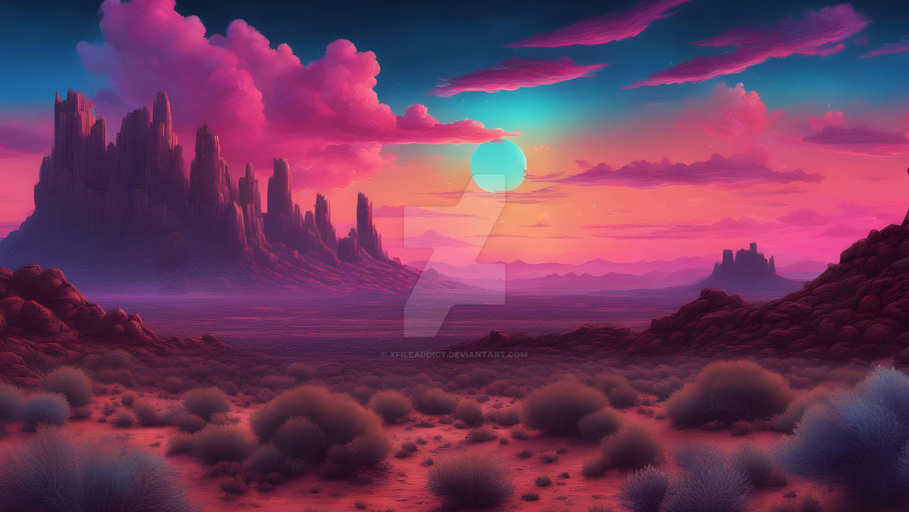 Desert Nightfall - Synthwave Serenity in Fading Li