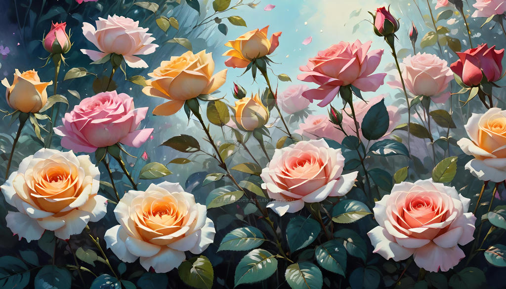Sunlit Garden Roses by xfileaddict on DeviantArt