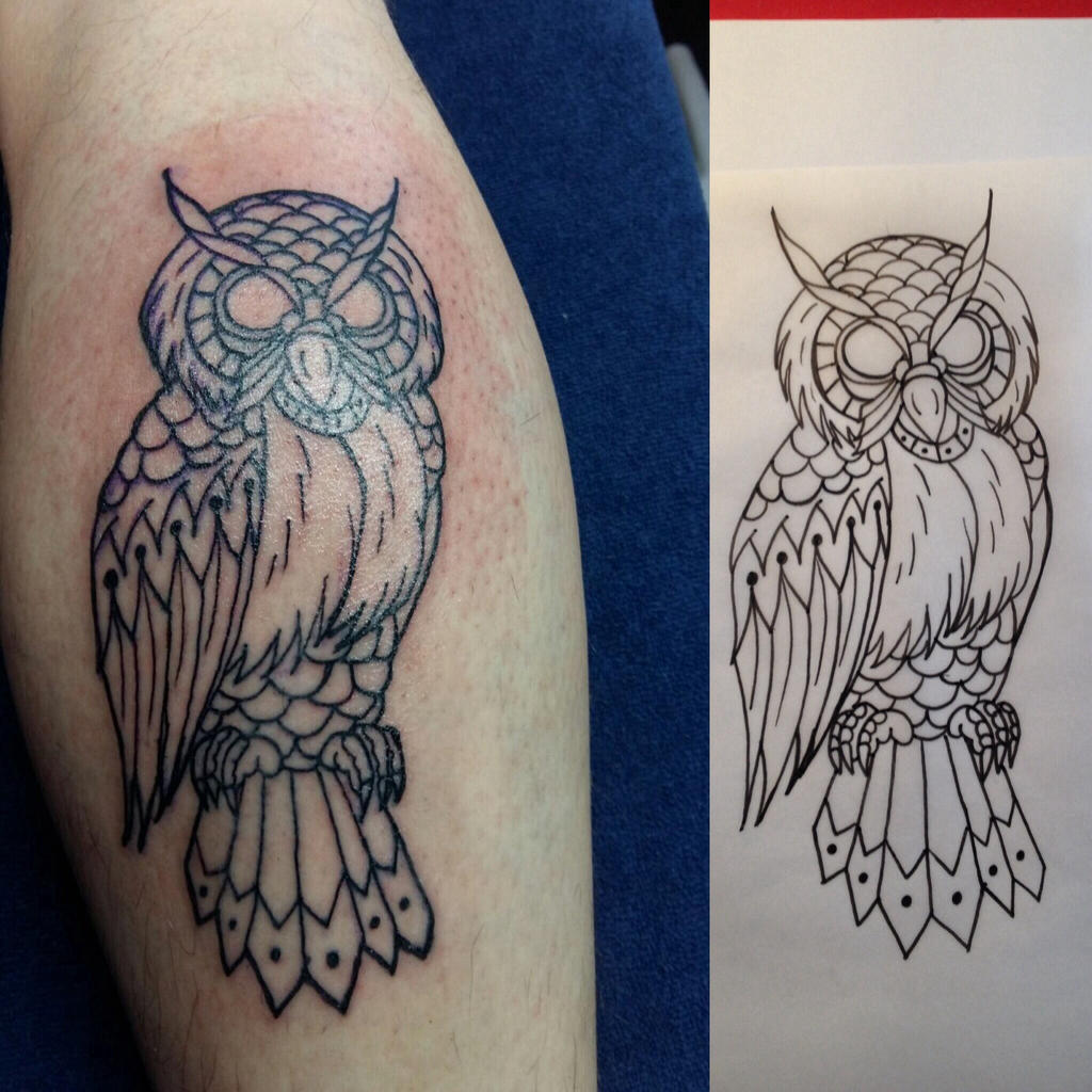 Owl line tattoo by Farlatattoo on DeviantArt