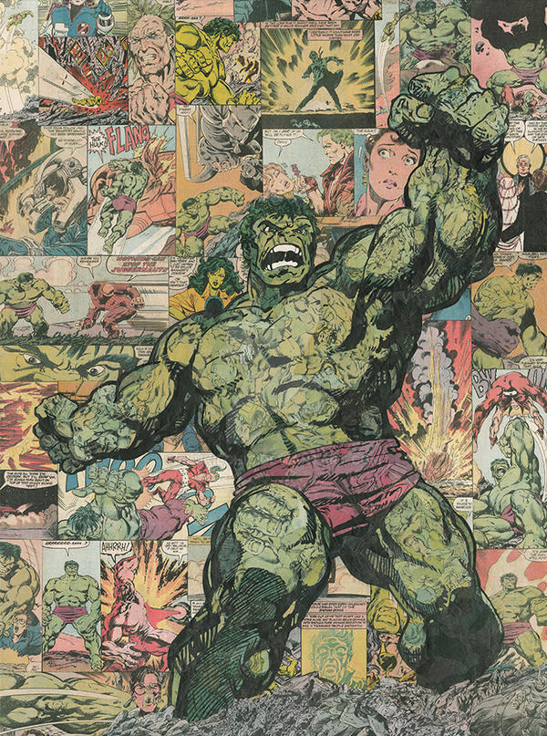 Incredible Hulk Comic Collage