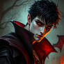 Young Male Vampire With Black Hair And Red Eyes