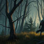 The wolfman wandering the forest