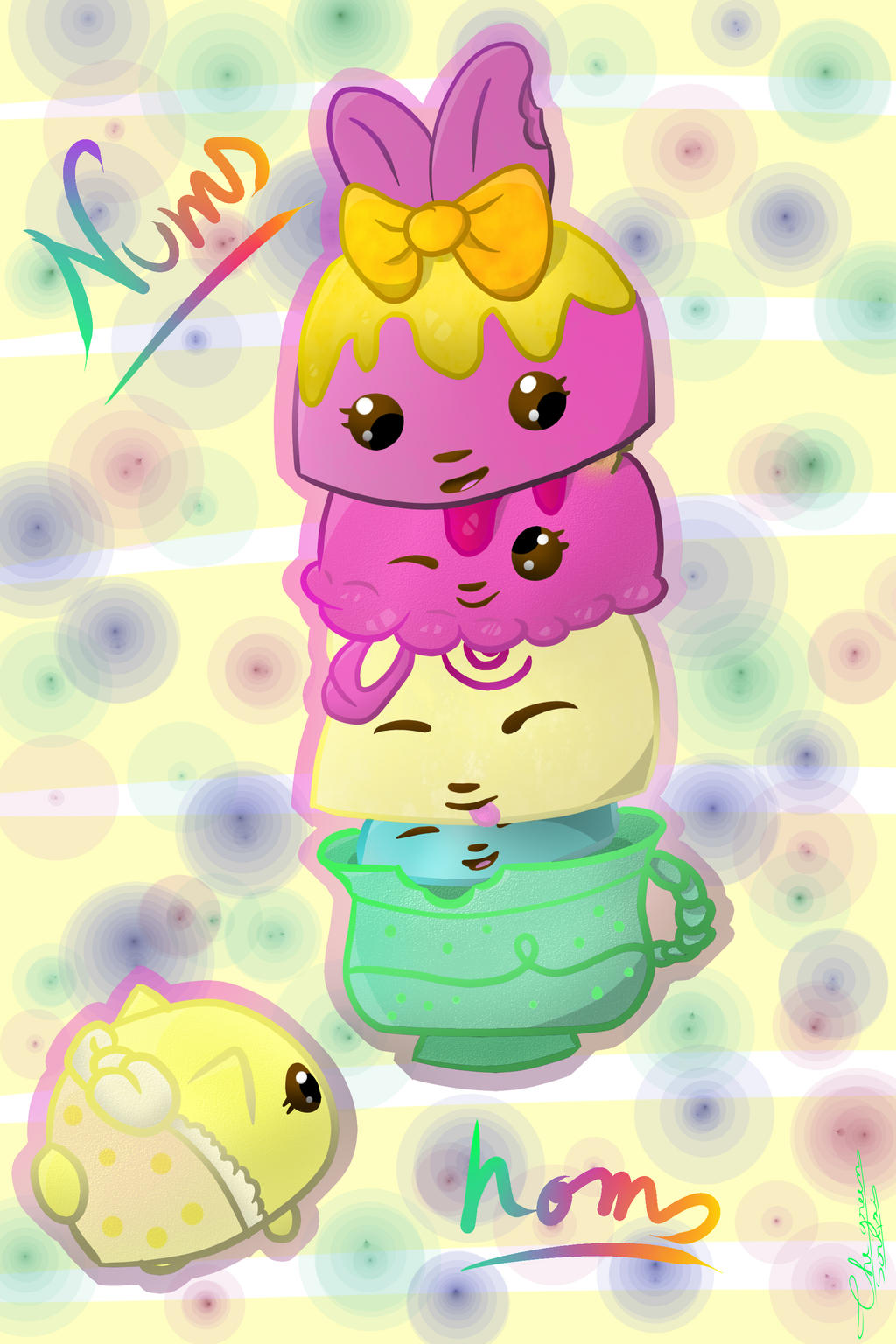 A pile of cute num noms by TheGreenScripsi on DeviantArt