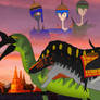 T-Rex Spino and Gigan TMK The Movie