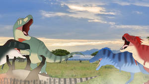 Loid Yor Hunt Hadrosaur in Prehistoric Life