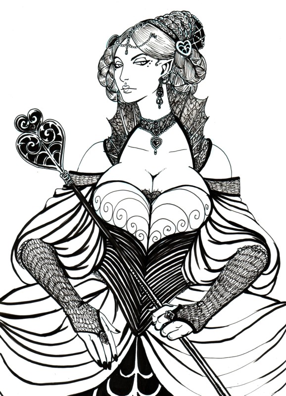 Queen of Hearts lineart