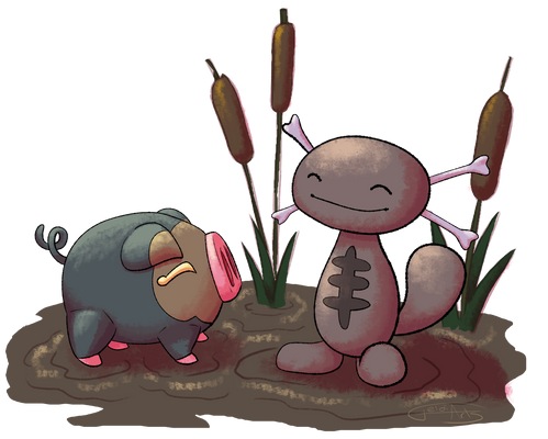 Pokemon fanart: Wooper and Lechonk