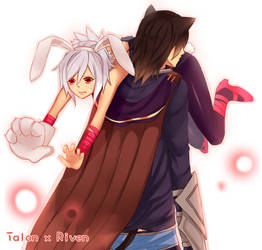 cat and bunny (Talon and Riven)