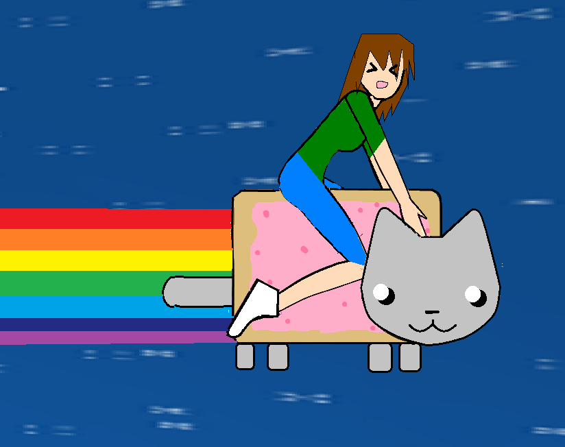 Is on a NYAN CAT!!!!