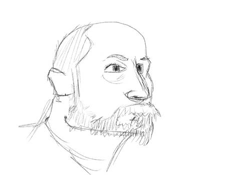 Bald and Bearded Figure Sketch