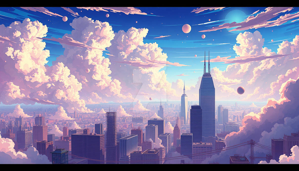 Abstract city in the sky