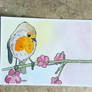 Robin with Flowers