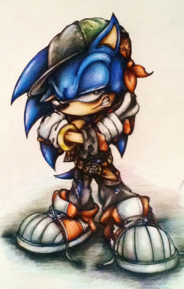 Badass Sonic Tattoo design- Colour pencil by MissTangshan95 on DeviantArt Badass Sonic Tattoo design- Colour pencil by MissTangshan95 on DeviantArt