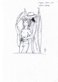 .:G:. Gold Demona and Jigen - Sketch