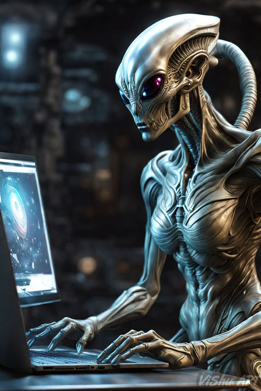 Alien in front of the monitor by Sintarin on DeviantArt