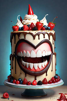 Cake with teeth