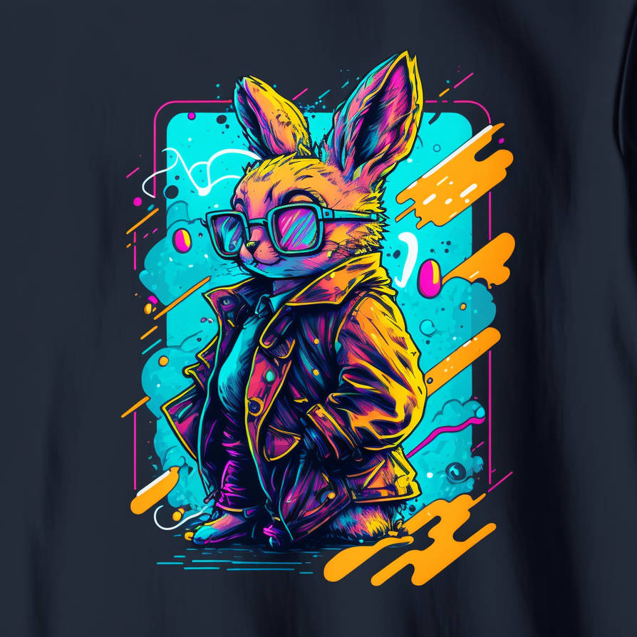 Neon Rabbit with Glasses by Ugain on DeviantArt