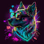 Retrowave Dog with Glasses