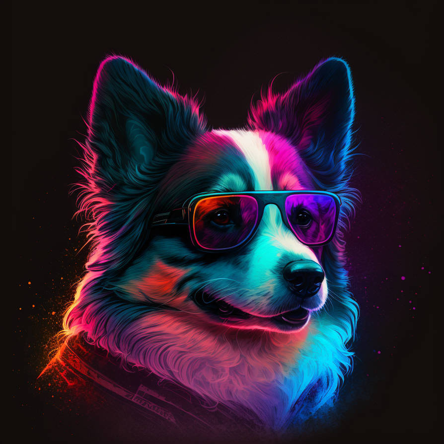Neon Ride Dog Retrowave Neon Dog by Ugain on DeviantArt