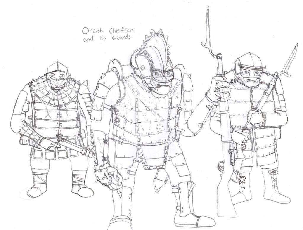 Orcish Chieftain and his Guard by Imperator-Zor