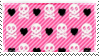 img of skulls and hearts on a pink background