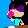 Yesenia drinking coffee