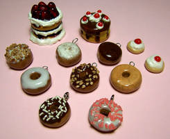 Doughnut charms and cakes