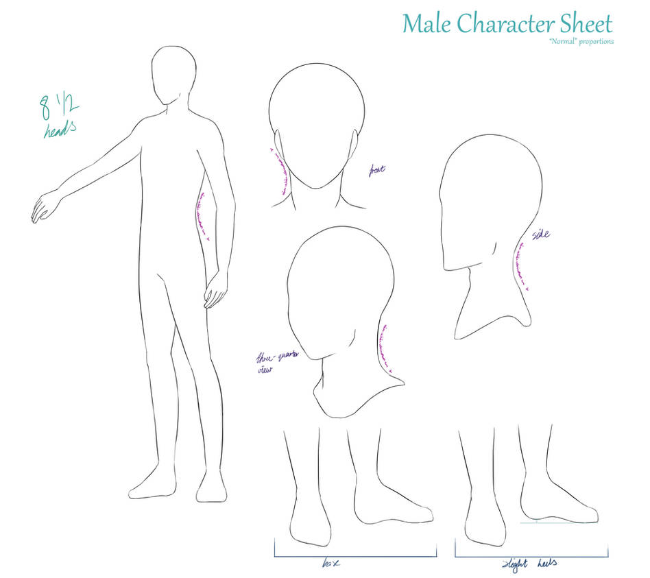 Base Male Template Color Code Character Sheet Base (MALE/Typical Bodytype) by LadyHeiwa on DeviantArt