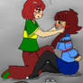 Frisk tied and gagged by Chara